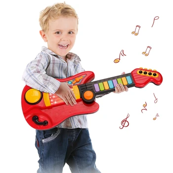 2 In 1 Electric Kids Guitar Toy Foldable Toy Guitar Piano Beginners Musical Instruments Early Education Best Gift for Boys Girls