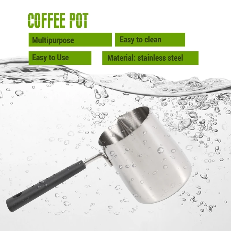 긴 손잡이 왁스 녹는 냄비, 양초 비누 녹는 냄비, 향기 나는 왁스 녹는 냄비, 금속 커피 주전자, 라떼 우유 거품 주전자