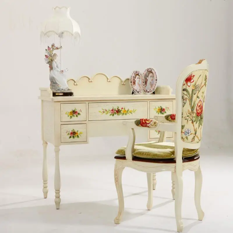 Hand-painted custom furniture, Victor desk, book chair, American European pastoral style