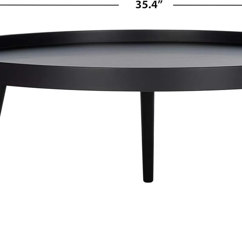 Round Black Coffee Table with Tray Top from Home Fritz Collection