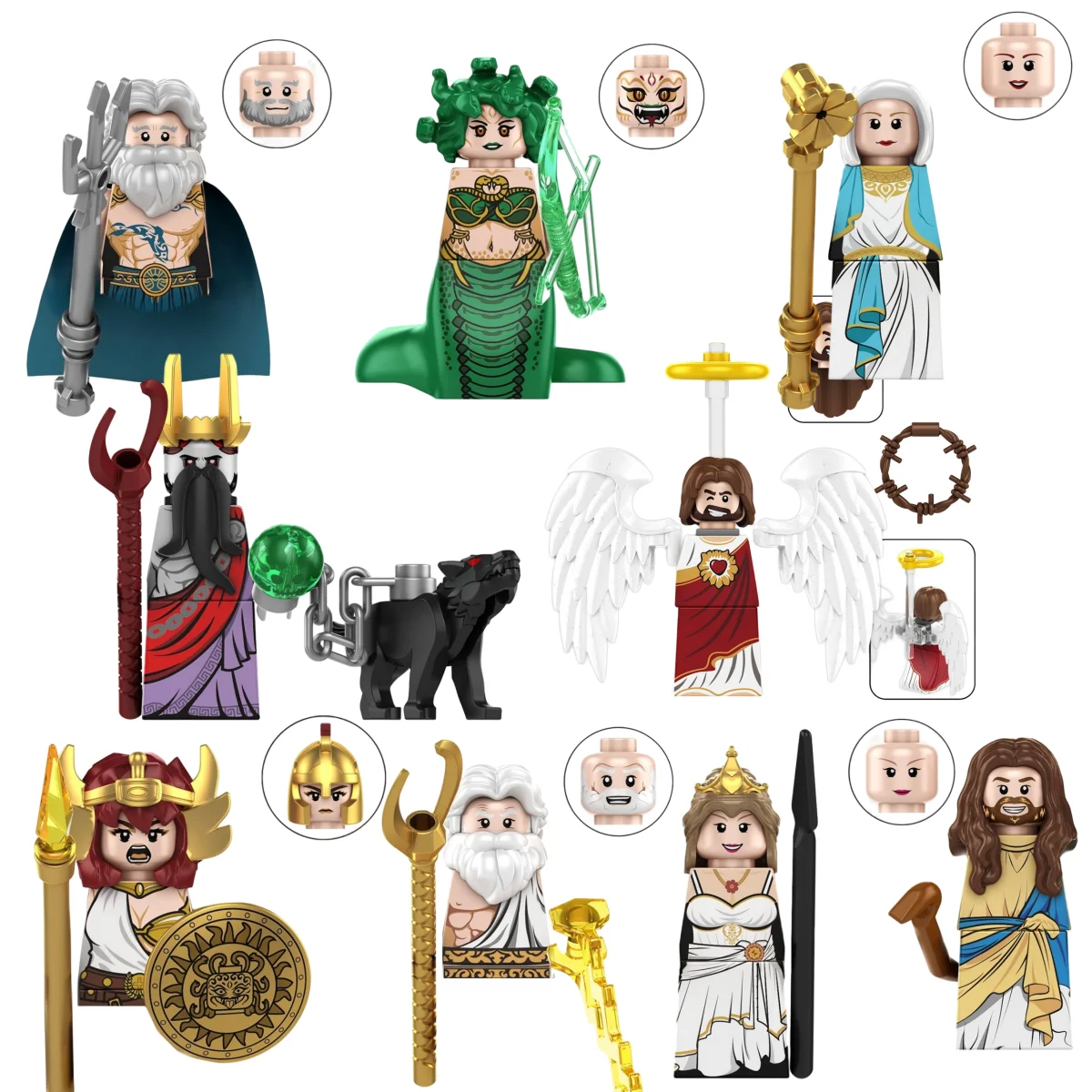 Blind Box TP1044 Mini Figura Mitologia Grega Medusa Poseidon Zeus Blocos de Montar Jesus Hades Atena Brinquedos de Blocos de Montar Modelo