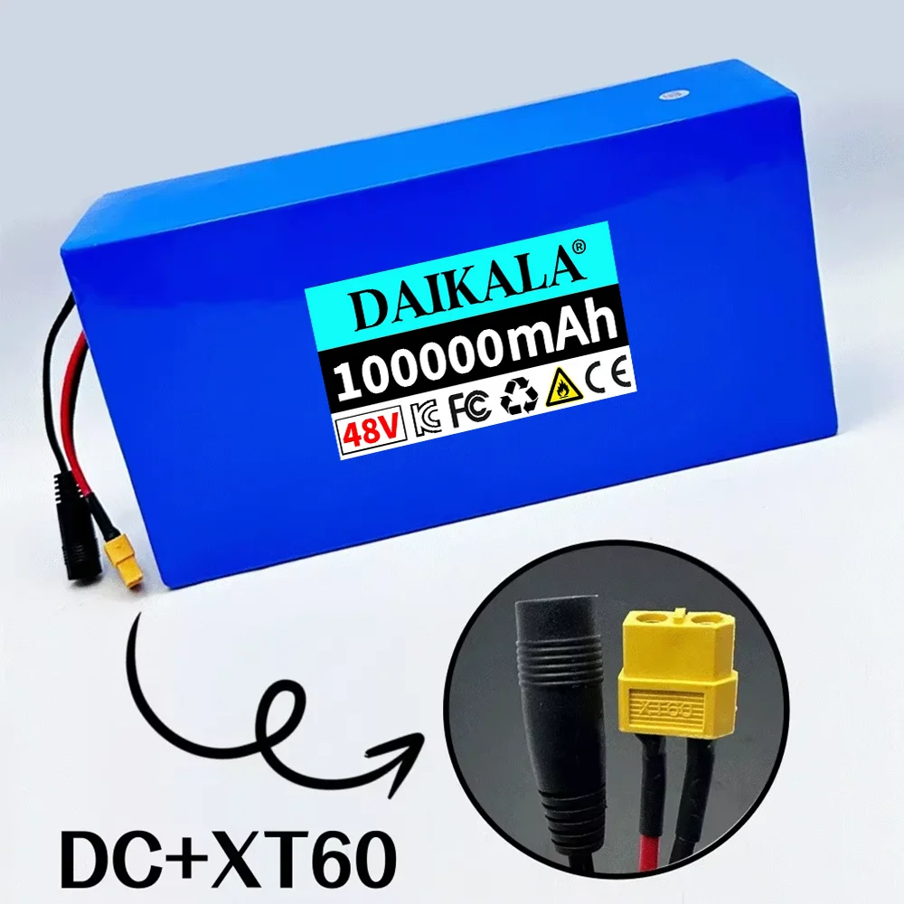 New 48V 13S6P 100Ah Lithium-ion battery pack For 54.6V 2000W electric scooter and bicycle battery, built-in 50A BMS+charger