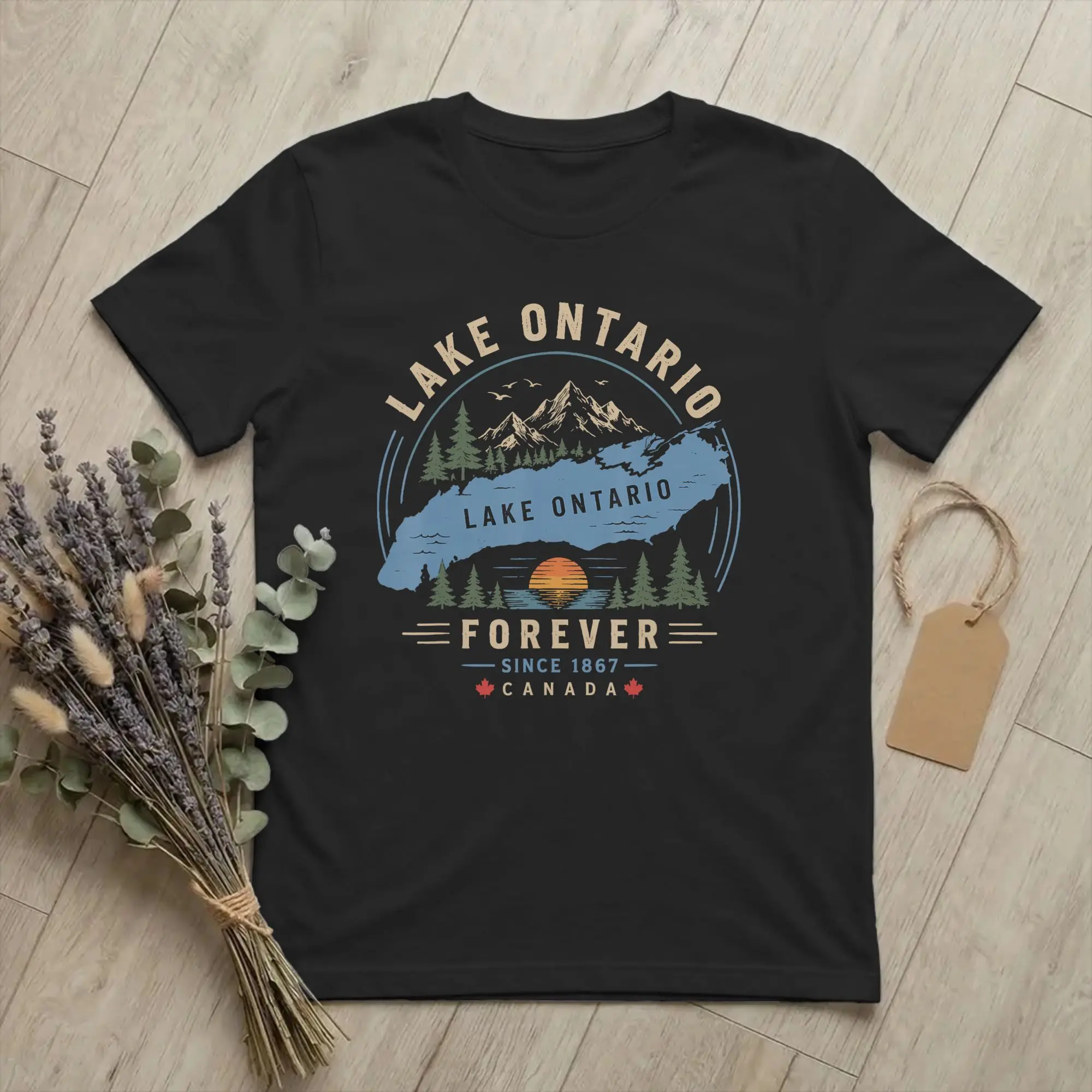 Humorous Lake Ontario Forever Canada Since 1867 T-Shirts Men O Neck Pure Cotton T Shirts Vintage Lakeside Tee Shirt Gift Clothes