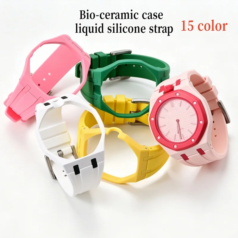 Bio-ceramic case + liquid silicone strap for Swatch X AP Royal POP Pocket Changer To Wristwatch