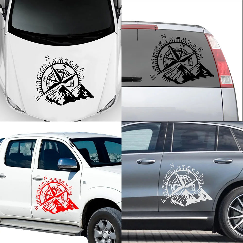 Funny Vinyl Car-Styling Decals 60*50cm For Auto Window Motorcycle Decor Art Design Off-road Mountain Compass Car Sticker image 5