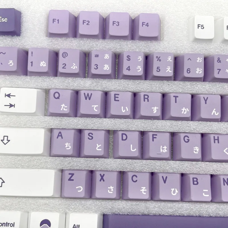 PBT 140 Keys Wisteria Keycap Cherry Profile DYE Subbed Japanese ANSI Layout With ISO Enter For Mx Switches Mechanical Keyboard