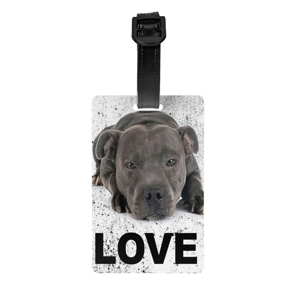 

Custom Staffordshire Bull Terrier Dog Luggage Tag With Name Card EBT Cute Love Privacy Cover ID Label for Travel Bag Suitcase