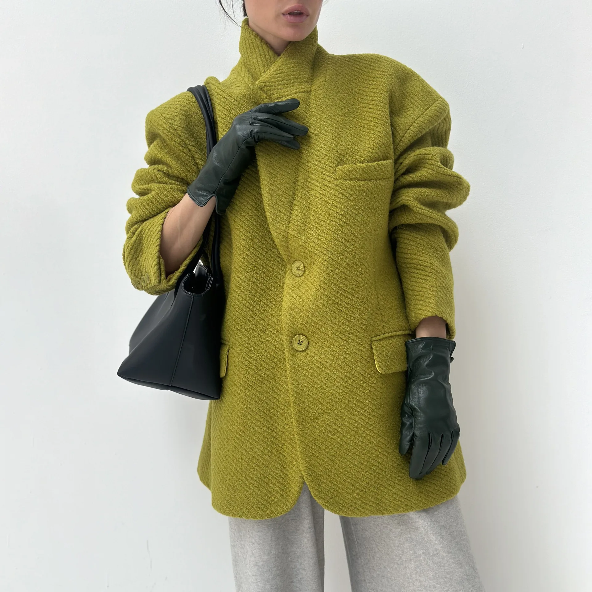 Allingentle المرأة البدلة السترة الفاخرة توسيع الكتف وسادة الصوفية دعوى المرأة سترة لملابس حفلات الكوكتيل تخصيص #4