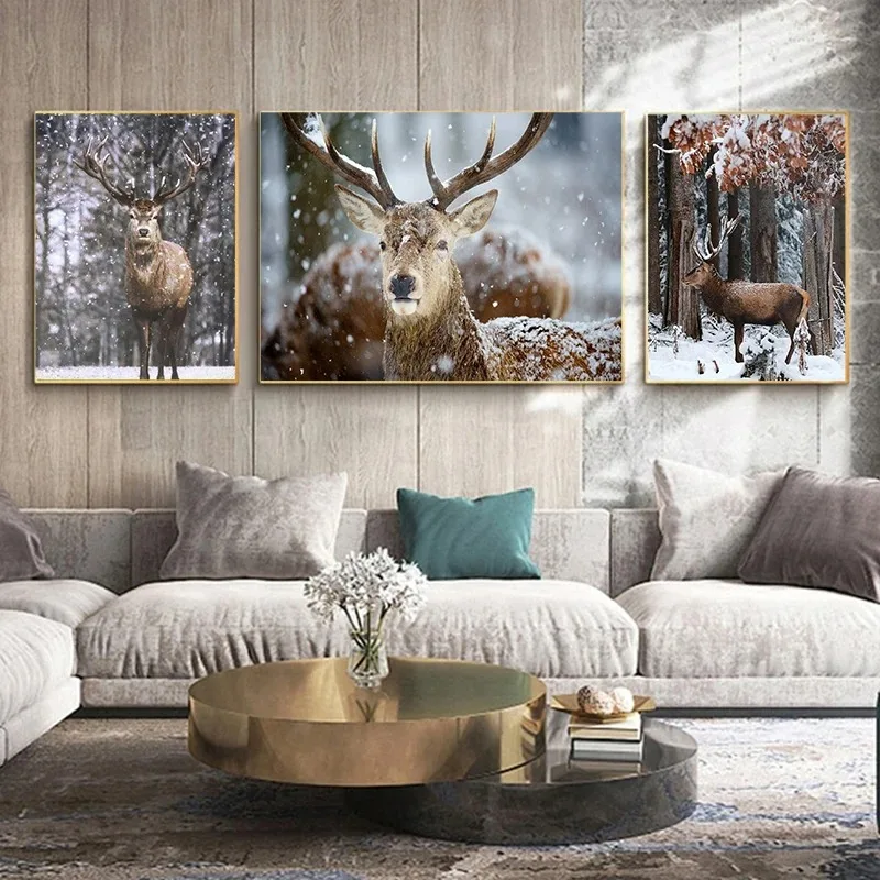 Wild Deer Canvas Poster Nature Elves Animals Wall Art Pictures for Living Room Bedroom Playroom Bar Club Modern Home Decor Gift