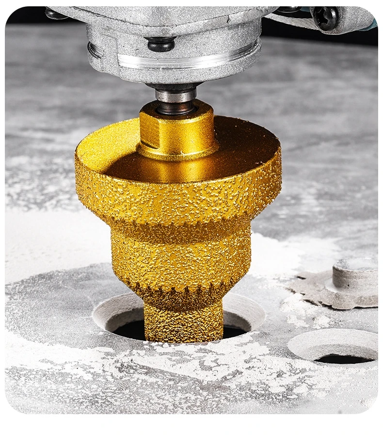 Gelöteter Pagodenbohrer M10 Diamant-Fasenfräser Turmbohrer für Fliesen, Steinplatten und Gestein – Integrierter Diamantwerkzeugbohrer zum Aufbohren – Detail 13