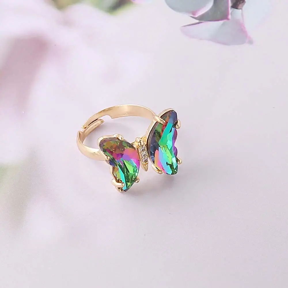 

Adjustable Korean Girls Women Butterfly Open Ring Crystal Fashion Jewelry Finger Rings