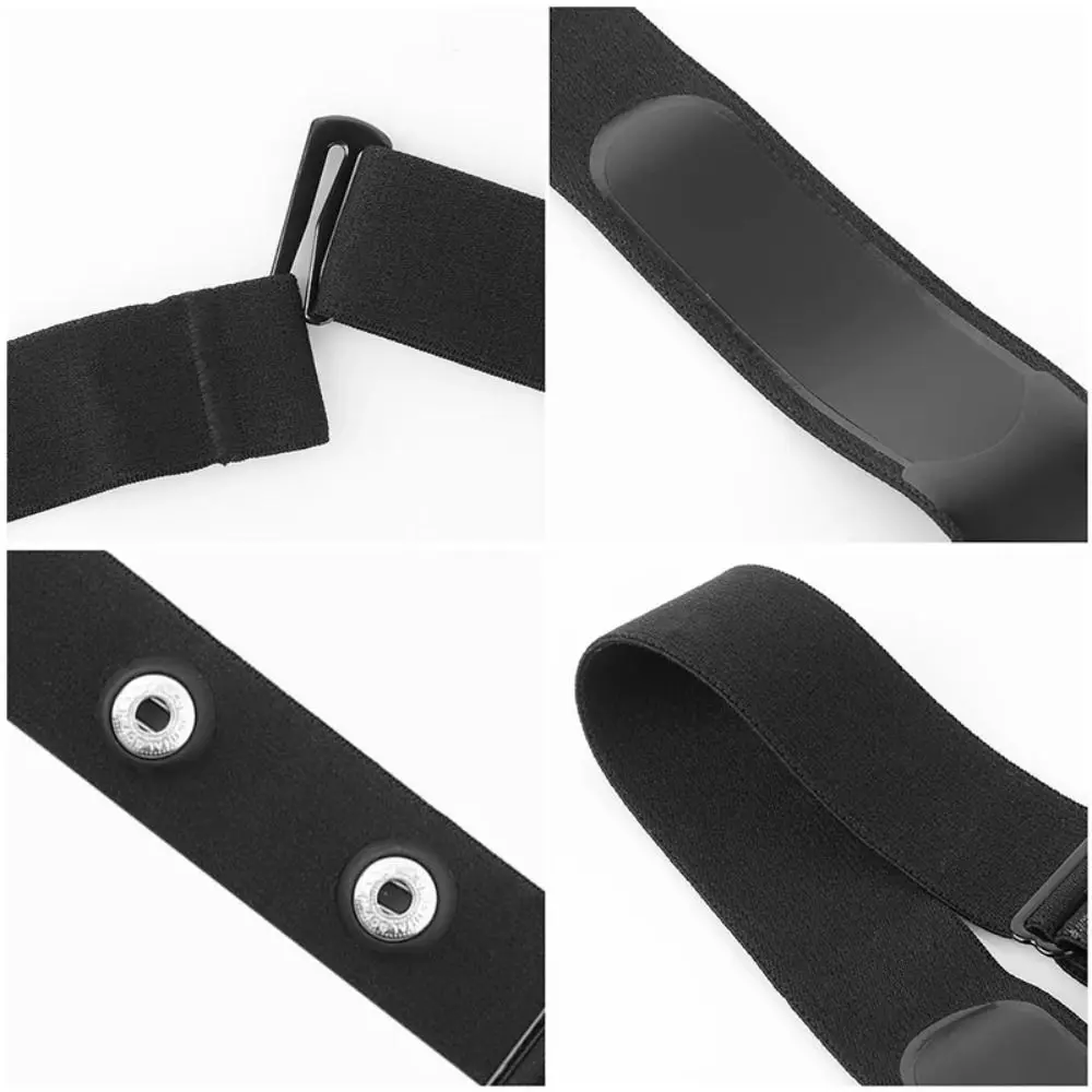 ทนทาน Elastic Heart Rate Monitor สายคล้องคอไนลอนสีดําสายรัดหน้าอกสวมใส่ปรับเซนเซอร์แถบเข็มขัด