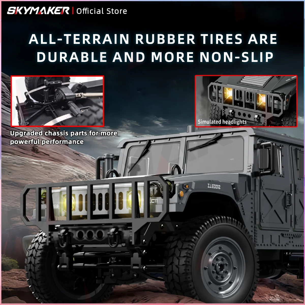 JJRC C8835 1/14 Full Scale RC Car 2.4G 4WD All-Terrain Off-Road Climber with LED Lights for Off-Road Adventure Toy Gift for Kids