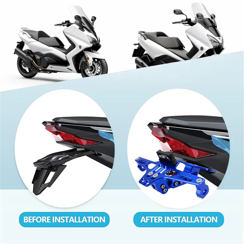 For YAMAHA XMAX X-MAX 125 250 400 Motorcycle Adjustable Rear Tail Tidy License Plate Holder Bracket LED Light Accessories