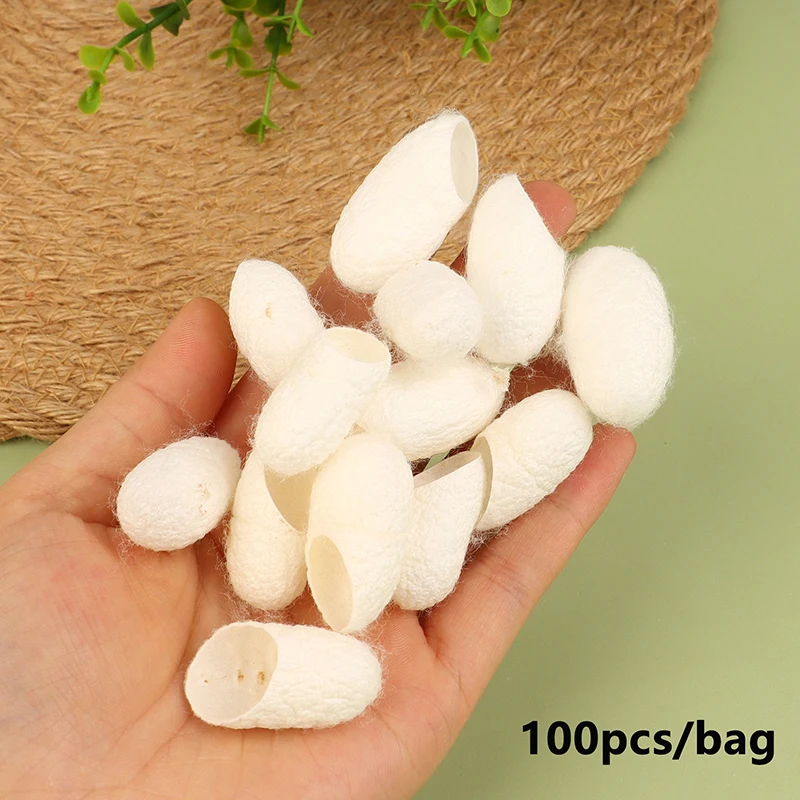 100pcs Silkworm Balls Natural Silk Cocoons Peeling Purifying Whitening Exfoliating Scrub Blackhead Remover Facial Skin Care