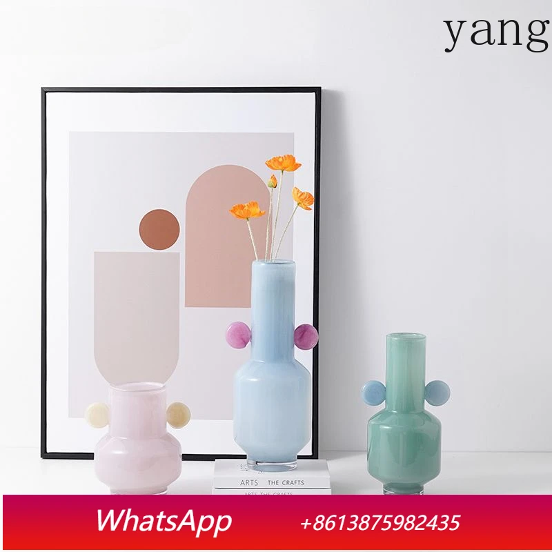 

Stained Glass Vase Cartoon Flower Vase with Two Ears Floral Arrangement Accessories Flower Pot Room Decoration Accessories