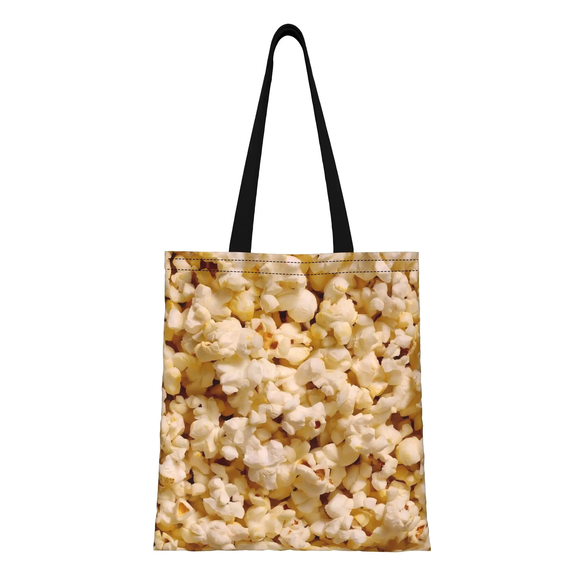 

Холщовая сумка-тоут с принтом «Попкорн: крупный план», идеально подходит для покупок, женская сумка с верхней ручкой