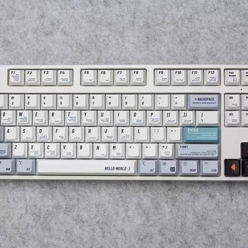 Программатор GMK PBT Keycap, вишневый профиль для механической клавиатуры, сублимационная печать, симпатичная игровая подсветка, белый-серый, набор 125 колпачков для ключей