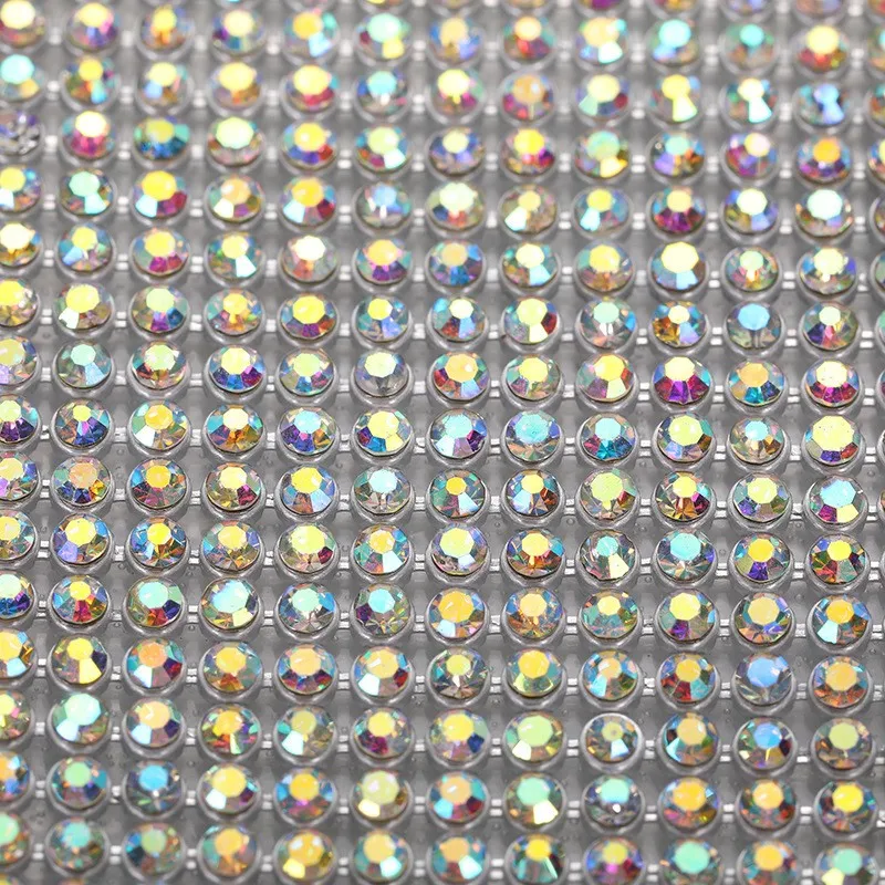 45x120cm Hotfix Rhinestones Mesh Sheet Glitter Glass Crystal AB Fabric Gold/Sliver Aluminum Mesh Strass Applique for Dress Cloth