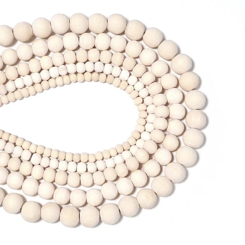 1 Strand Natural Wooden Beads 5-12mm Round Wood Ball Beads Loose Spacer Beads For DIY Jewelry Making Bracelet Necklace