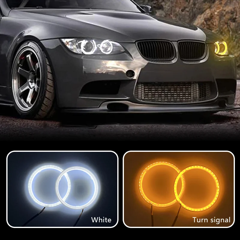

2PCS/Set White Angel Eyes Halo Rings Cotton Lights 12V Motorcycle Car Scooter Motorcycle DRL Headlight Yellow Turn Signal
