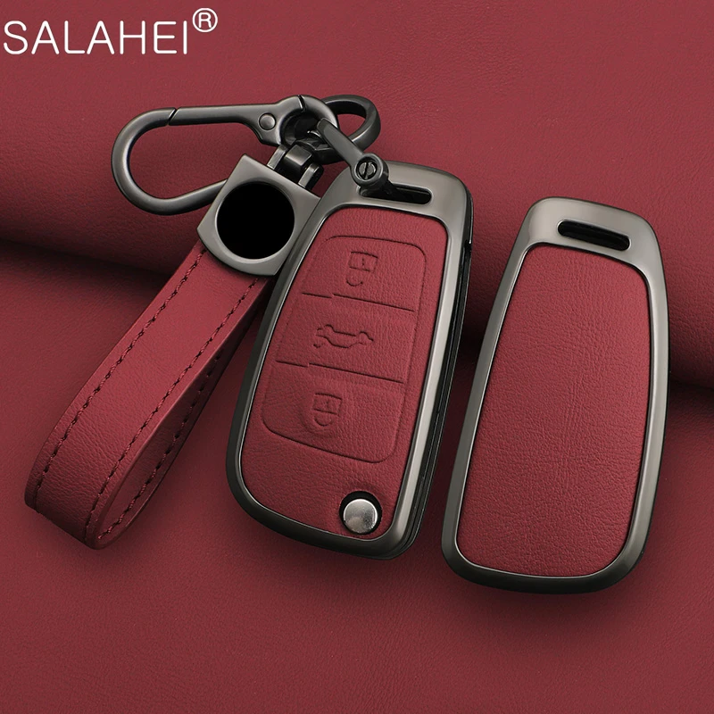 Leather Car Key Case Fob Cover Shell Bag For Audi A1 A3 A4 8P 8L 8V A5 B6 B7 A6 A7 C5 C6 Q3 Q5 Q7 4F S3 S4 S6 RS3 TT Accessories