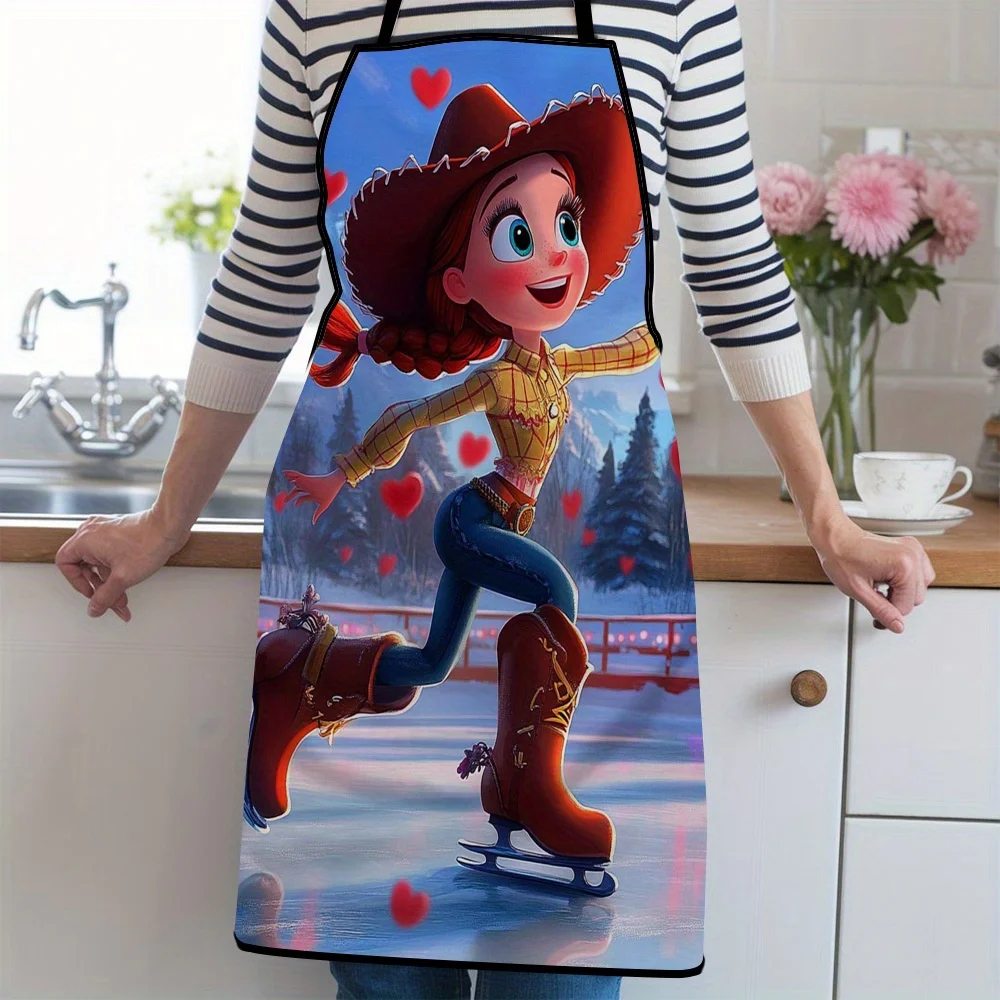 مريلة ديزني جيسي بدون أكمام قطعة واحدة - تصميم عطلة الشتاء مع رقاقات الثلج والقلوب، مثالية للصياغة والخبز والرسم وتنظيف المطبخ والمنزل، مريلة متجر الشيف Waiter Cafe Barbecue، لوازم المطبخ