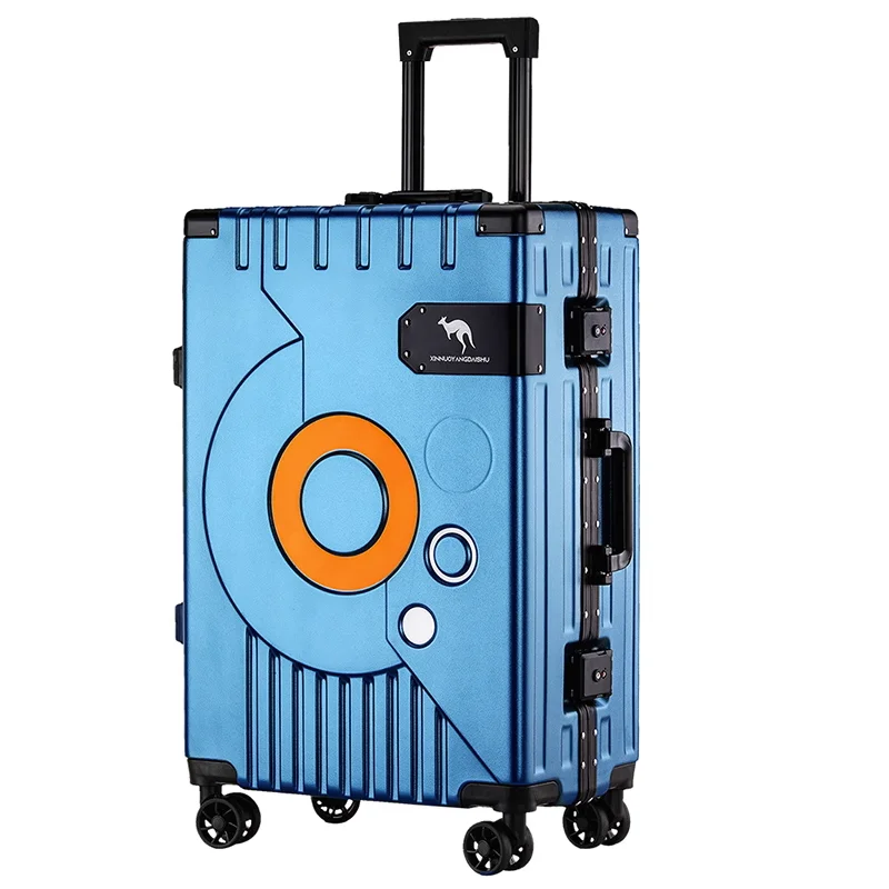 Fashion Aluminum frame travel luggage silent large-capacity trolley suitcase 20 inch suitcase carry on 24 inch password box