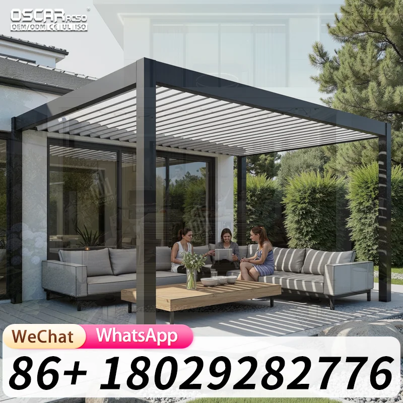 Bioclimatic EcoFriendly Aluminum Pergola 3x3m Waterproof RotProof Gazebo for Balcony Outdoor Garden Shading pergola