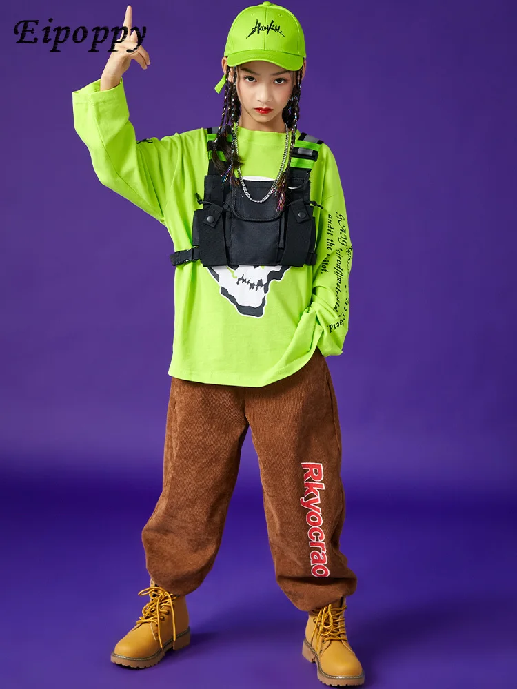 بدلة أطفال بأكمام طويلة ، ملابس أداء ، ملابس عصرية للفتيان والفتيات ، وظيفة الهيب هوب