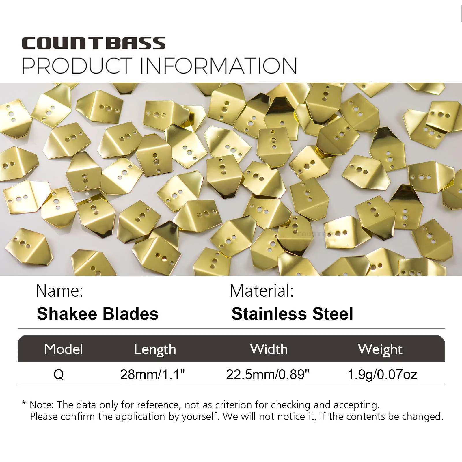 COUNTBASS 50pcs Stainless Steel/Black/Gold Swim Jig Blades, Chatterbait Blades, Shakee Blades,Swim Jig Dancer view 4