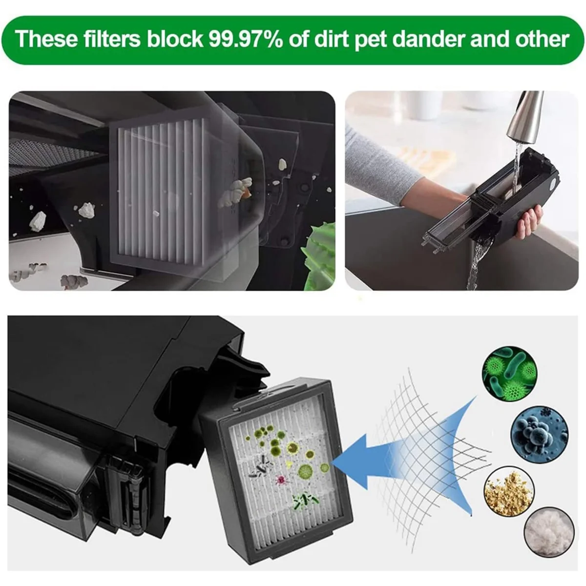 مجموعة مرشح علوي لـ Roomba Combo J7 Plus جهاز آلي لتنظيف الأتربة فرش مطاطية متعددة الأسطح مرشحات HEPA وسادات ممسحة جانبية