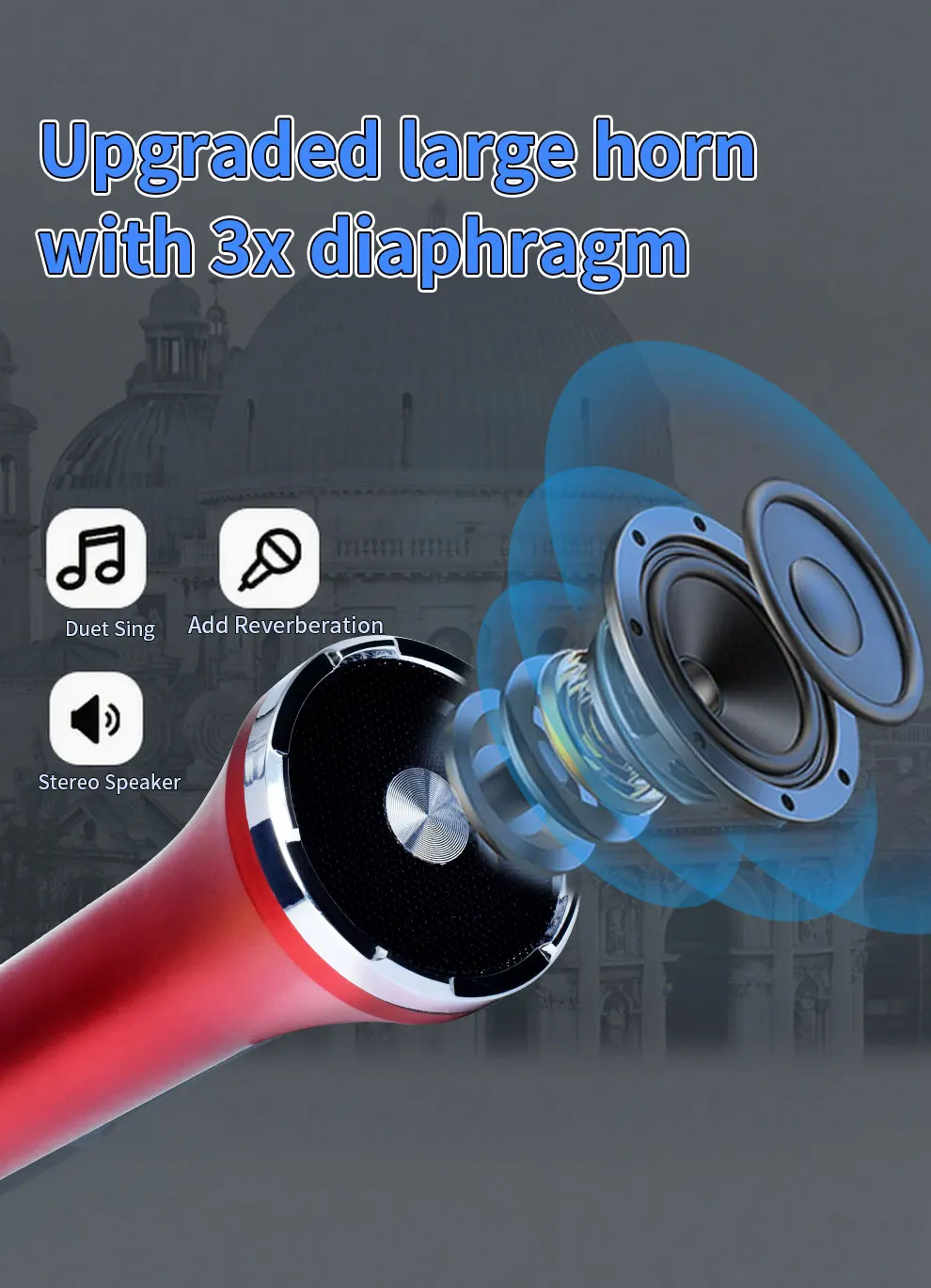 1 Stück 40 W tragbares Bluetooth-Lautsprechermikrofon 6400 mAh TWS Typ C Schnellladung Leistungsstarkes kabelloses Karaoke-Mikrofon für Party und Reisen – Detail 3