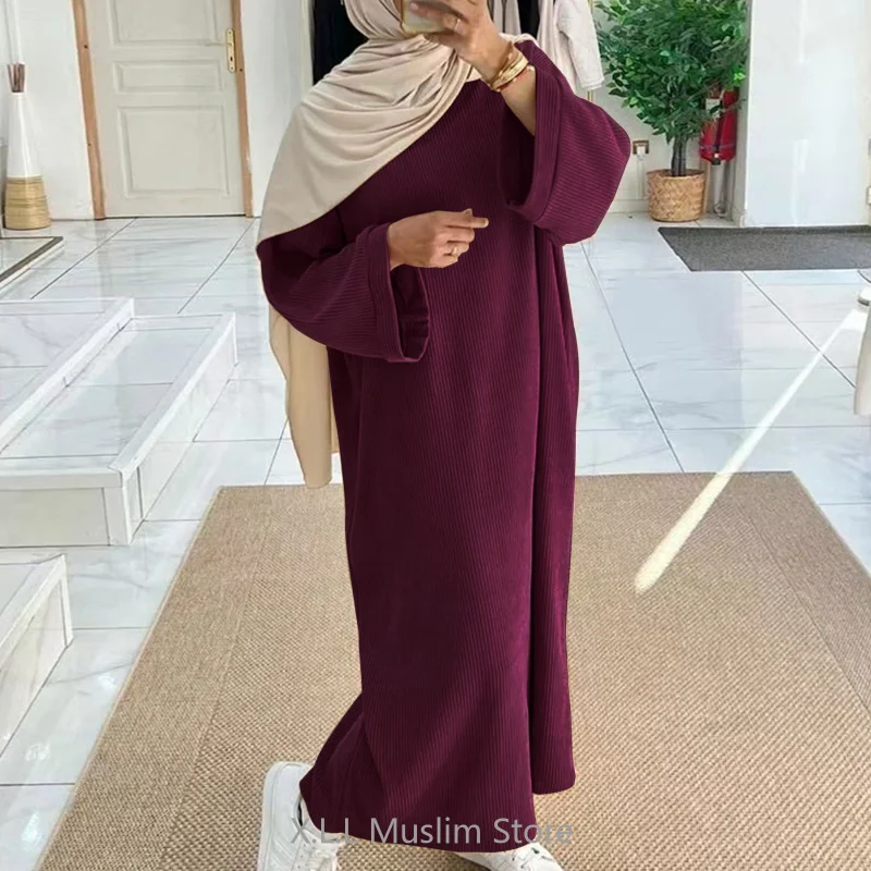 Abayas de luxe pour femmes musulmanes, caftan de Dubaï, caftan de Turquie, beige, café, marocain, robes d'hiver décontractées, 1 pièce