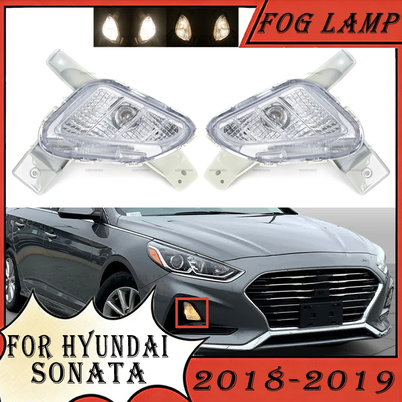 

Для Hyundai SONATA 2018-2019: Передний бампер, противотуманные фары в сборе, дневные ходовые огни, противотуманки, фары дальнего света с галогеновыми лампами