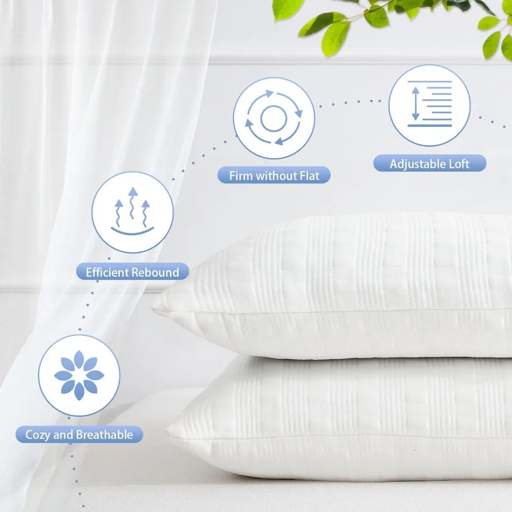Cooling Pillows for Sleeping, Standard Size Set of 2, Shredded Memory Foam, Adjustable Loft for Side & Back Sleepers view 3
