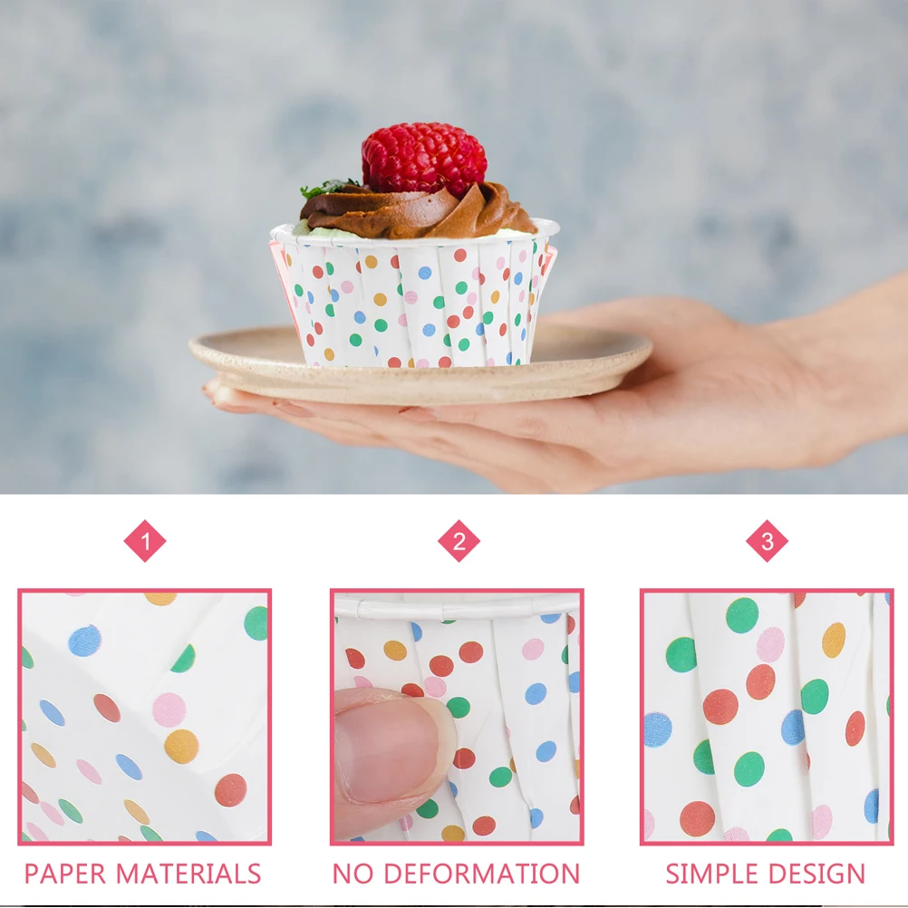 

200 Pcs Disposable Cake Cup Paper Dessert Bowl Cupcake Baking Cups Leak Resistant Party Supplies Mini Muffins Safe Use