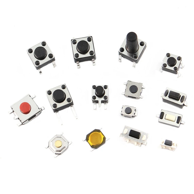 125 Cái/lốc Micro Cho Công Tắc Cảm Ứng Assortment Bộ 25 Loại 5 DIY Công Tắc Nút Nhấn 2x4mm 3x6mm 4x4mm 6x6m