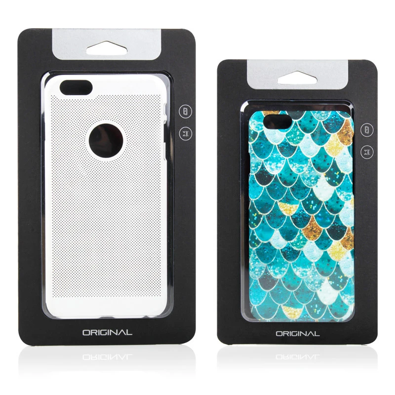 50Pcs/lot Phone Case Packaging Box Kraft Paper Phone Box With Hang Hole Clear Window Display 3 Size For iPhone Case