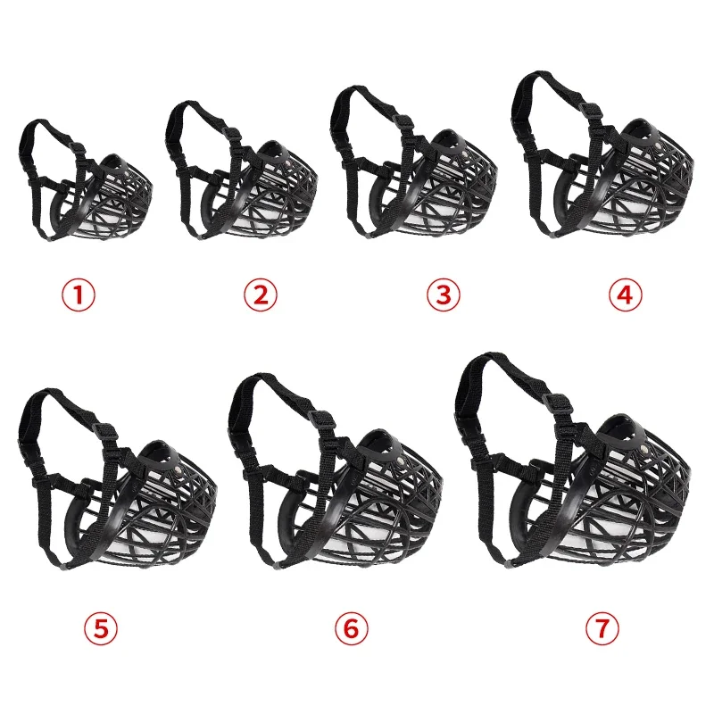 New Bite Basket Breathable 1pcs Collar No Bite Basket Pets Supplies Adjustable Muzzle Cages PE Dog Muzzle Cage Black Mouth Mesh