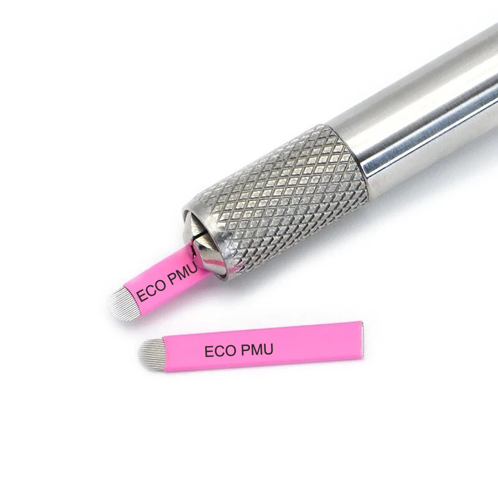 0.15Mm Roze Nano U Vorm Microblading Naaldbladen Eo Steriele Blister Verpakking 50 Stuks