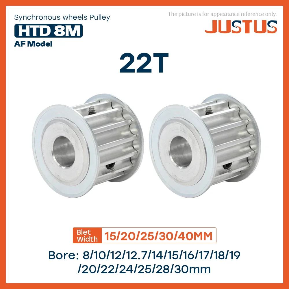 22 Teeth HTD 8M Synchronous Pulley Bore 8-30mm Teeth Pitch 8 mm Slot Width 16/21/27/32/42 mm For 15/20/25/30/40mm 8M Timing Belt