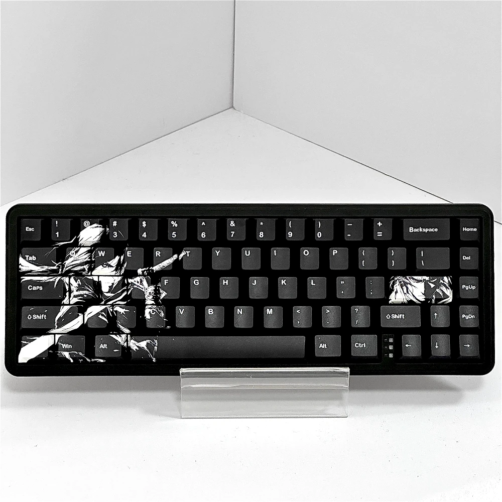 Black Night Ninja Keycap Set PBT 83 Keys Cherry Anime Personalized Black Keycaps for 60/63/64/68 Layout Mechanical Keyboards