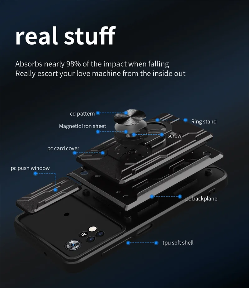 For Xiaomi Poco X4 Pro 5G Case Magnetic Ring Holder Armor Cases For PocoPhone X4Pro PocoX4 Pro Poko X 4 Pro Card Slot Back Cover