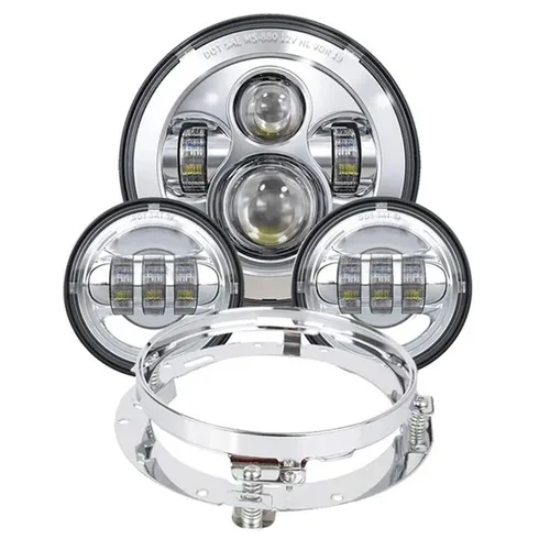 Imagen 1 del producto Faro LED para motocicleta de 7 pulgadas con luz LED antiniebla auxiliar de 4-1/2 ""y 4,5 pulgadas para Harley Touring Electra Glide