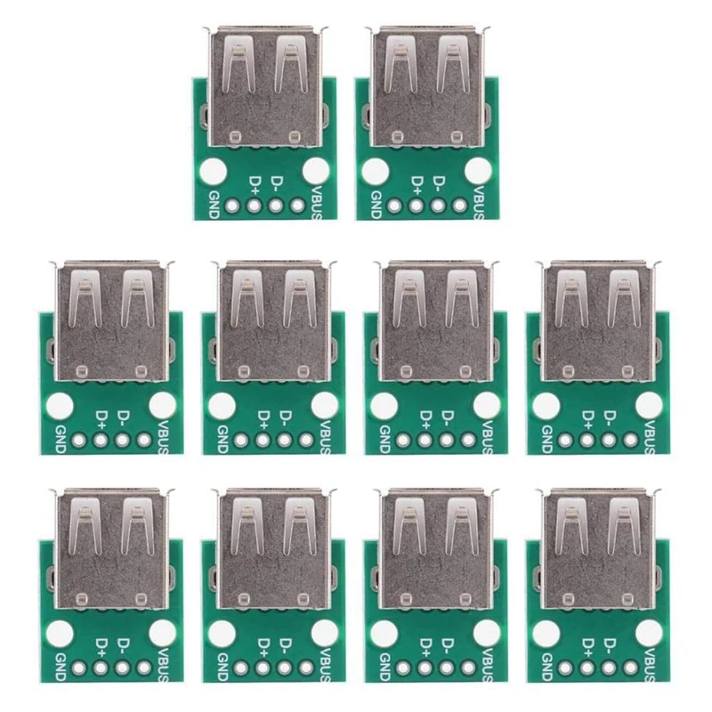 10 Pieces of USB Adapter Board, 2.54mm USB to DIP Adapter Board USB Type A Adapter Board, 4-Pin Pin