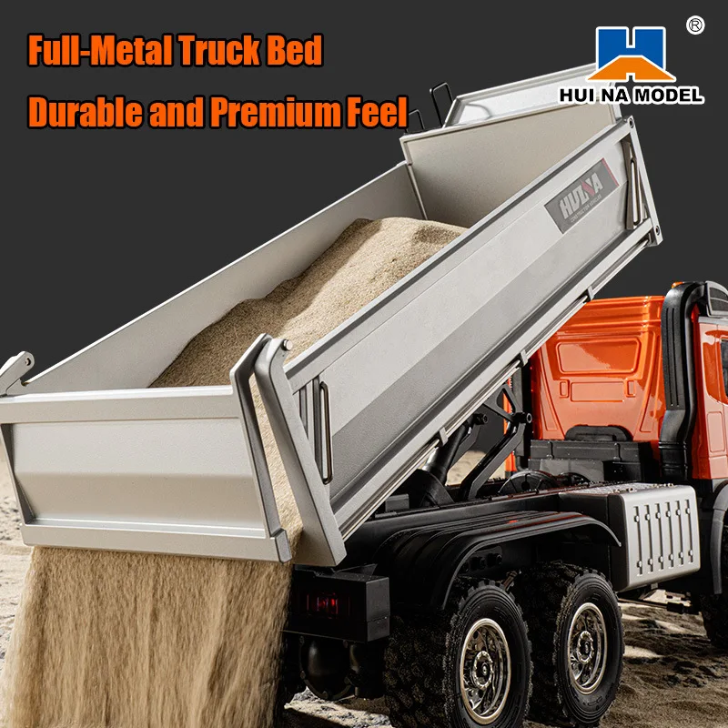 Huina RC شاحنة قلابة 6WD سيارة كبيرة تعمل بالتحكم عن بعد 1598 1/14 Rc سبيكة سيارة شاحنة قلابة تحميل سيارات لعب مركبة