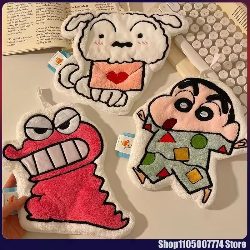 

Cartoon Anime Crayon Shin Chan Towel Hanging Type Embroidery Water Uptake Coral Fleece Wiping Cloth Shower Room Supplies