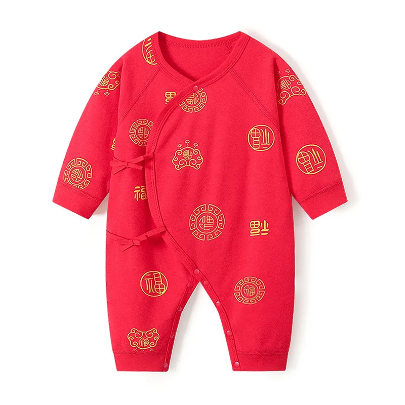 Spring Autumn Baby Boy Girl Clothes Casual Print Cotton Red Long Sleeve Soft Jumpsuits Romper Newborn Stuff Free Shipping BC779