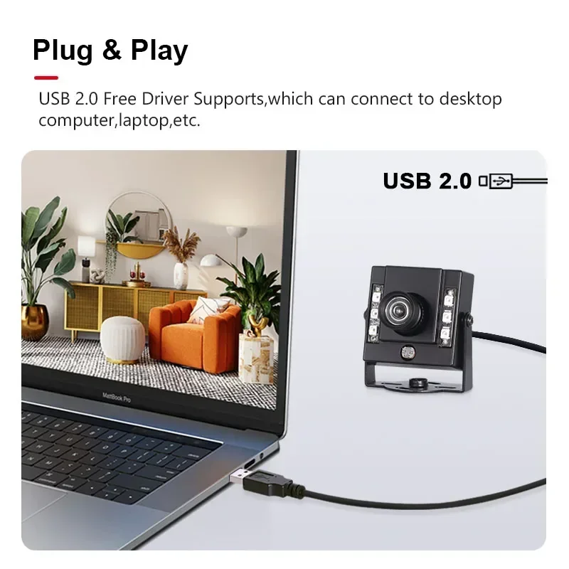 New New 3306 Mini USB Industrial Vision Camera 1080P OV2710 with 2.7mm 120degrees HD IR940 Infrared Night Vision for Video Confe